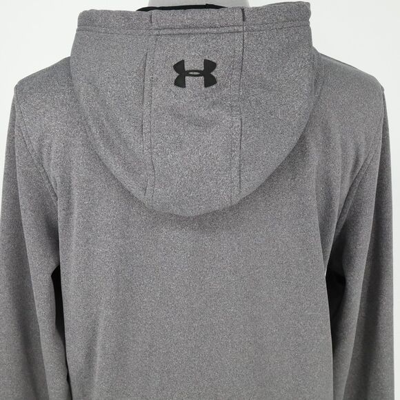 Under Armour Hoodie Sweatshirt Medium Mens Gray Coldgear Pullover Pouch Pocket - Picture 8 of 10